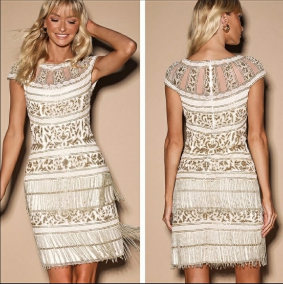 Lulus Dresses & Skirts - *Rare Find* Clara Ivory Beaded Fringe Mini Dress